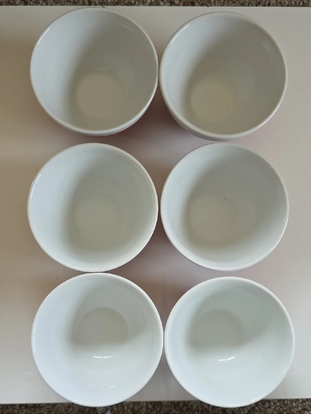 Crate&Barrel Red and White Porcelain Bowls - Set of 6 - NWOT